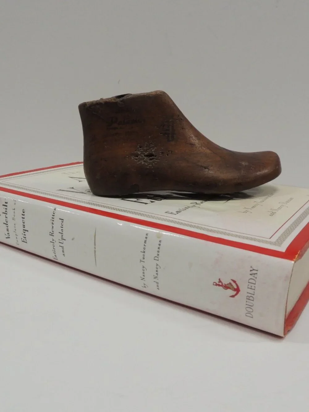 Antique Child's Wooden Shoe Mold Paperweight.